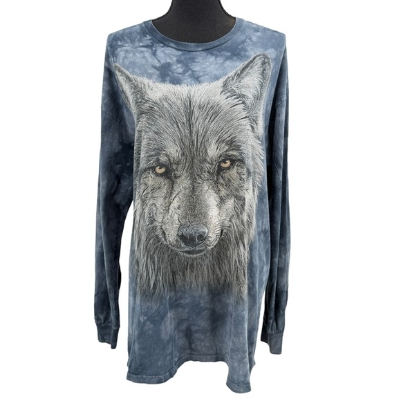 The Mountain Womens Long Sleeve Wolf Tie Dye Graphic T‎ Shirt Top - Picture 3 of 8
